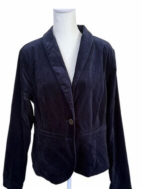 ModCloth Dark Navy Velvet Single-Button Blazer